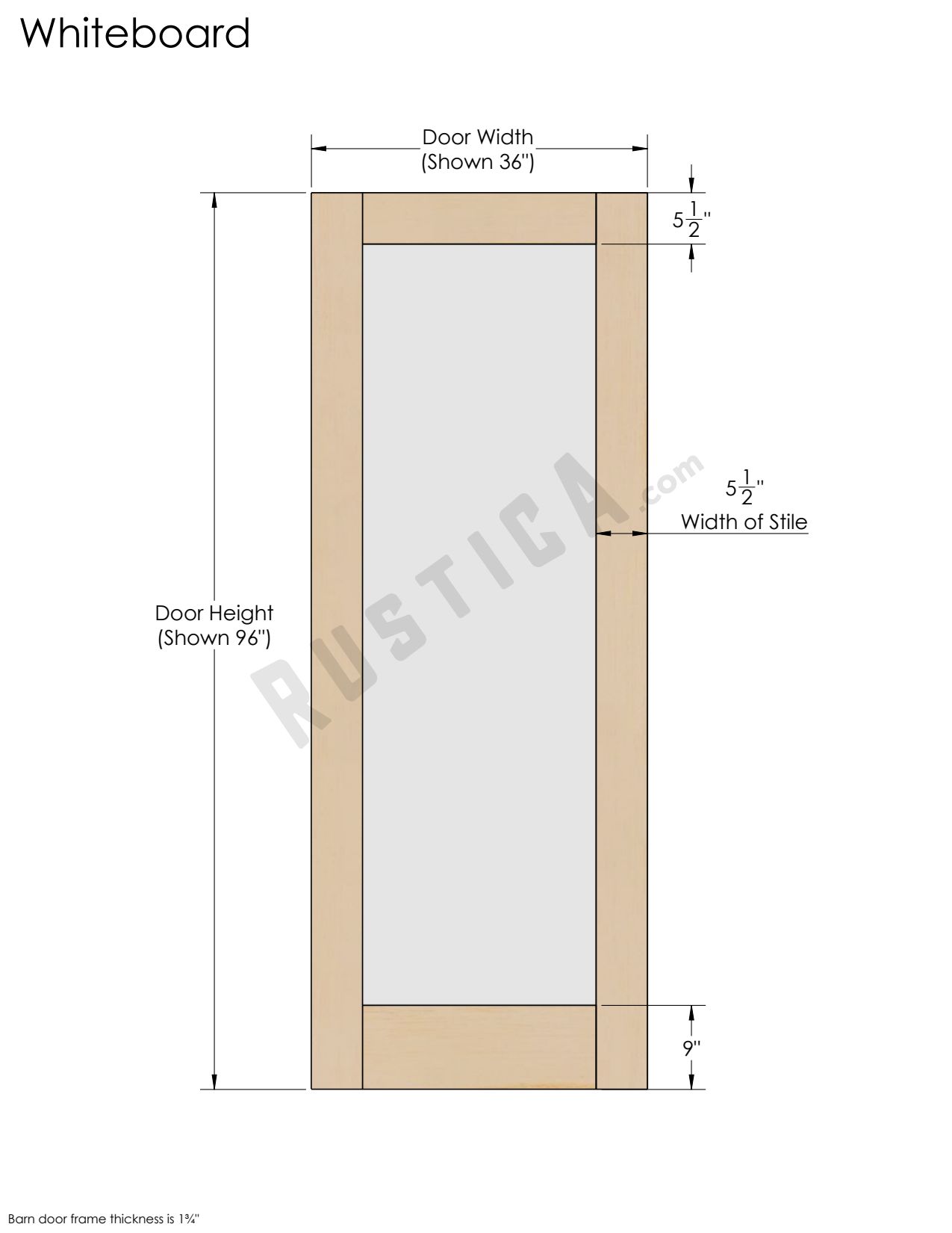 Whiteboard Barn Door Rustica